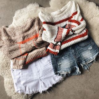 Lightweight summer knits 💫 Pair ‘em with shorts in the summer and denim when the temperatures cool | shop is open 11 to 7