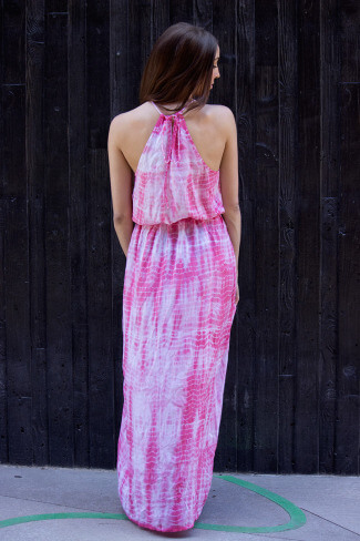 Coral Tie Dye Slit Maxi