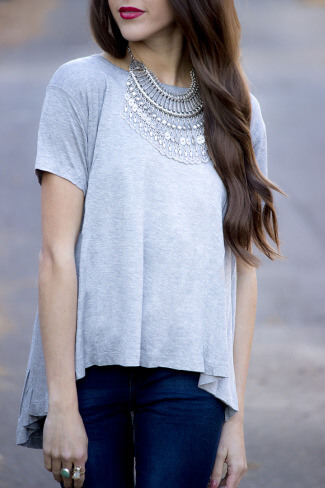 Grey Drape Boxy Tee