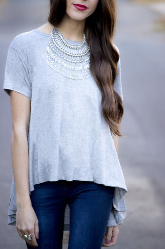 Grey Drape Boxy Tee