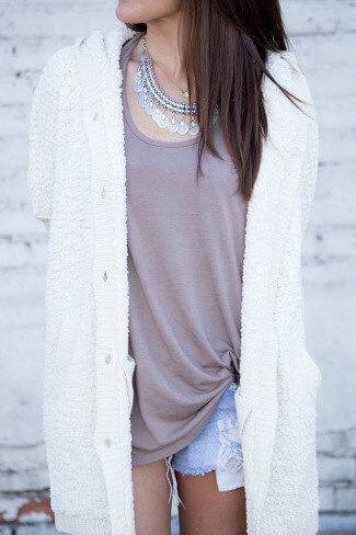 Popcorn Pocket Hooded Cardigan