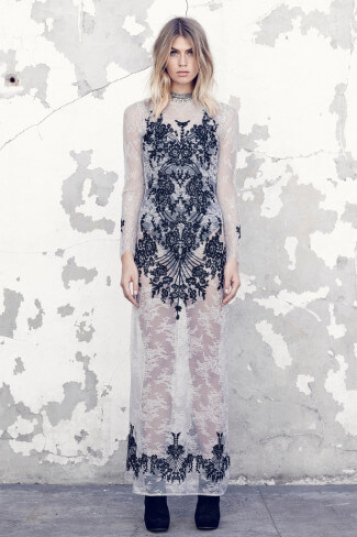 For Love and Lemons Lacey Dreams Maxi Dress Dove Grey