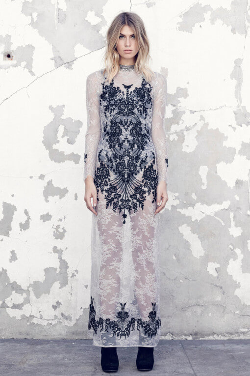 For Love and Lemons Lacey Dreams Maxi Dress Dove Grey