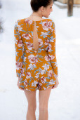 mustard chiffon floral playsuit