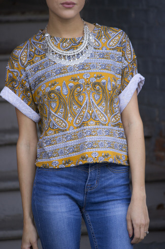 Mustard Paisley Top Front