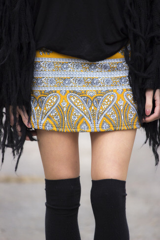 mustard paisley skirt