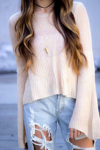 Bell Sleeve Knit Top