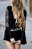 Black Trumpet Sleeve Romper