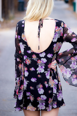 Bell Sleeve Floral Dress