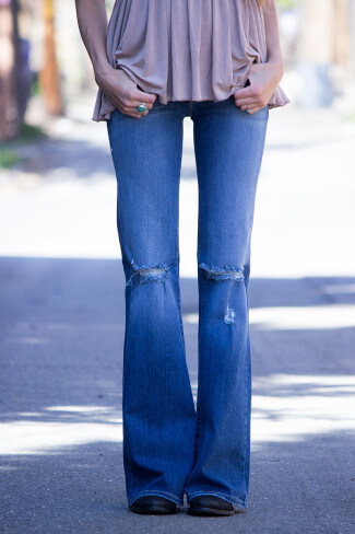 Destroyed Denim Flares