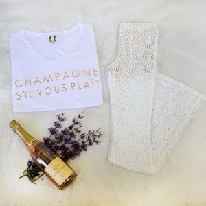 Champagne T-shirt & Ivory Lace Bells