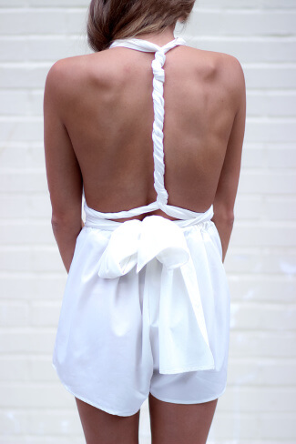 white tie me up romper