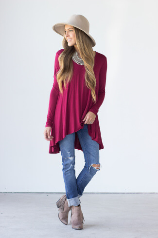 Libra Burgundy Swing Tunic