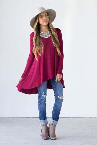 Libra Burgundy Swing Tunic