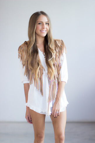 Taupe Western Fringe Vest